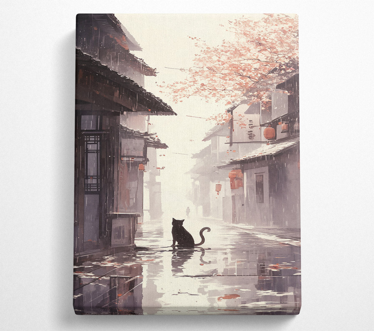 Pink Foggy Alleyway Canvas Wall Art