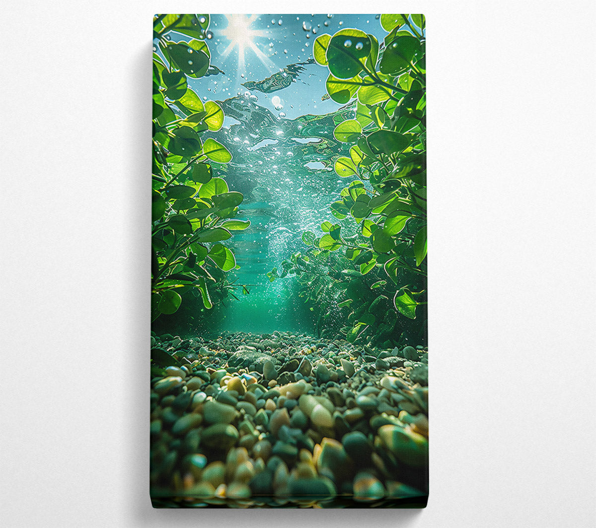 Emerald Riverbed Reflection Canvas Print