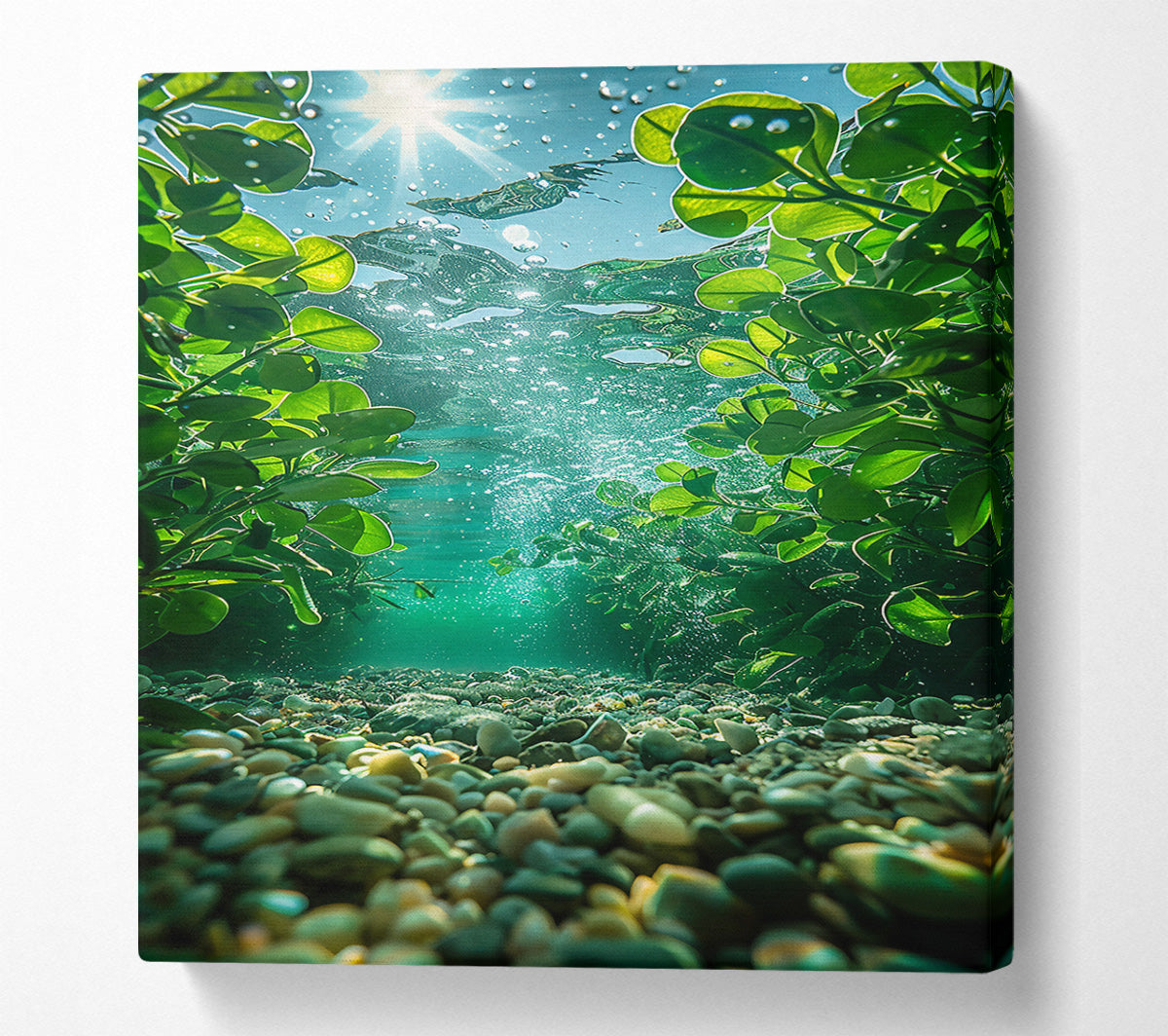 Emerald Riverbed Reflection Canvas Print