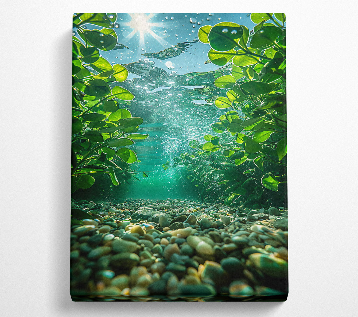 Emerald Riverbed Reflection Canvas Print