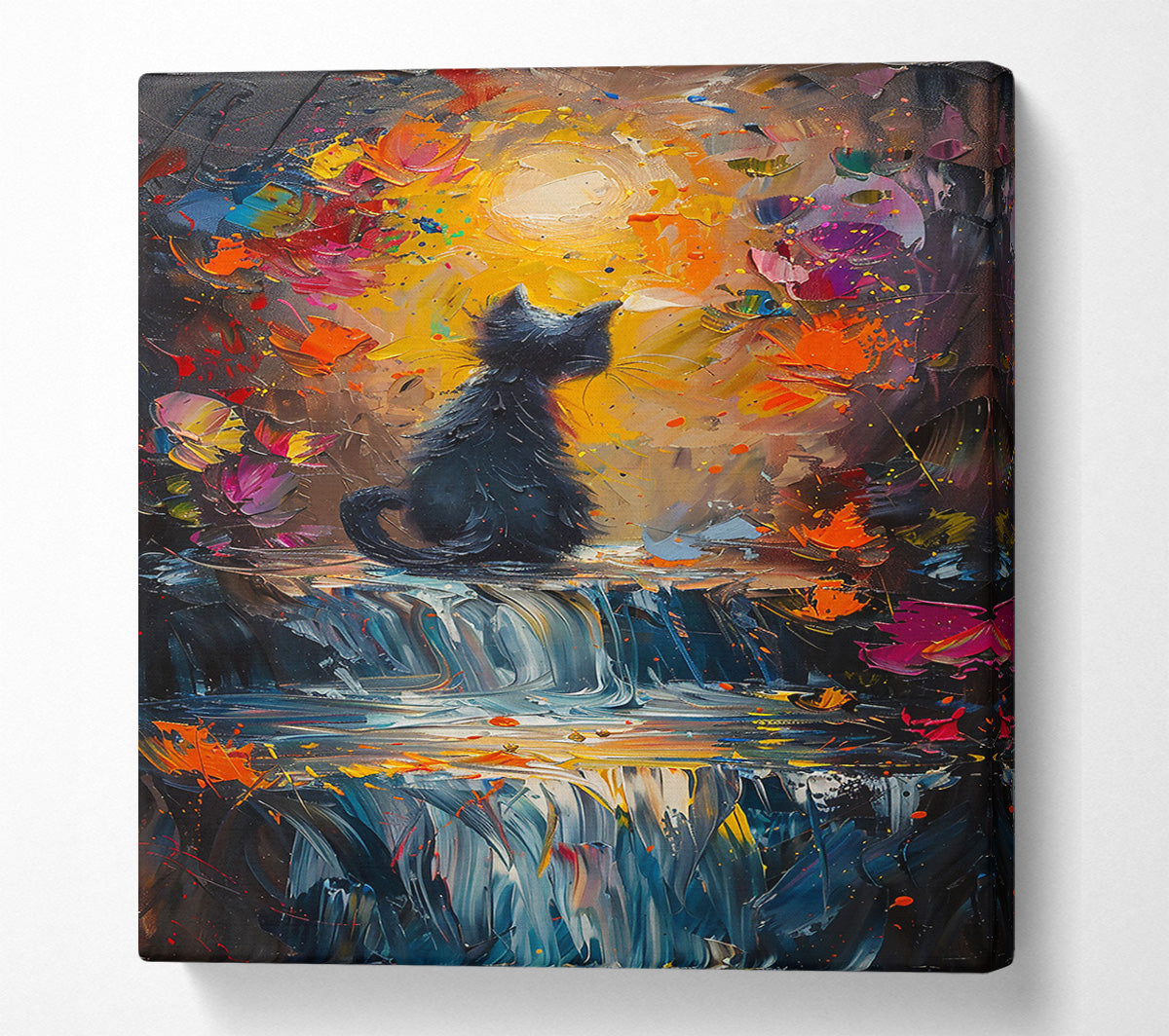 Yellow Dreamscape Waterfall Canvas Wall Art