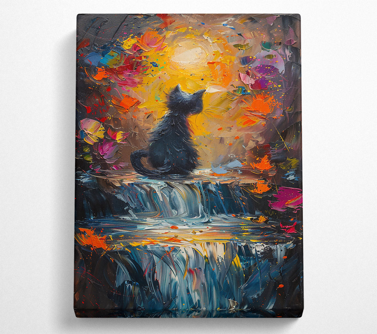 Yellow Dreamscape Waterfall Canvas Wall Art