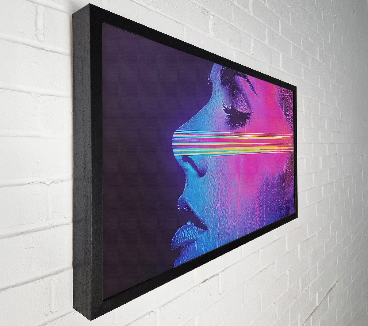 Pink Glitch Profile Canvas Wall Art