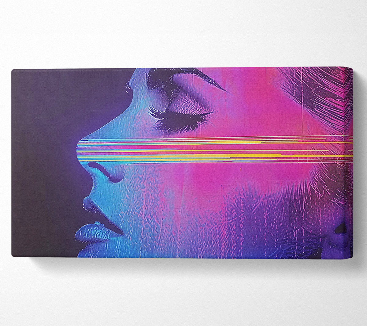 Pink Glitch Profile Canvas Wall Art
