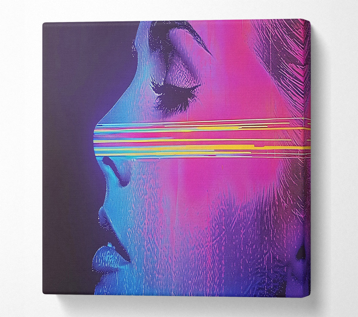 Pink Glitch Profile Canvas Wall Art