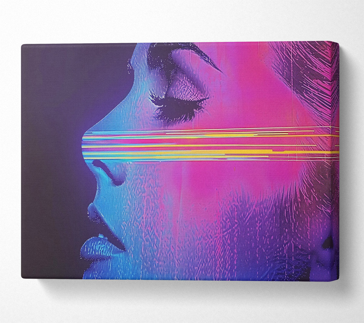 Pink Glitch Profile Canvas Wall Art