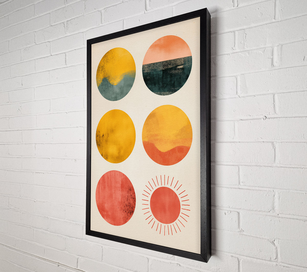 Red Sunburst Circles Canvas Wall Art