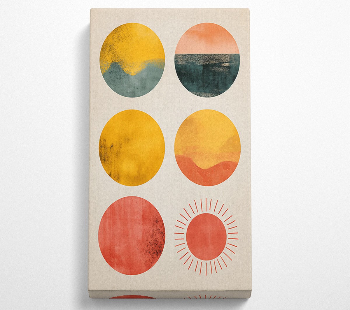 Red Sunburst Circles Canvas Wall Art