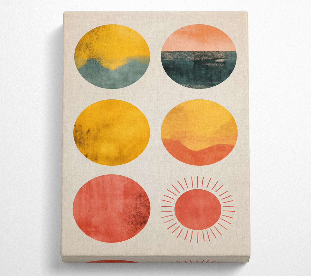 Red Sunburst Circles Canvas Wall Art