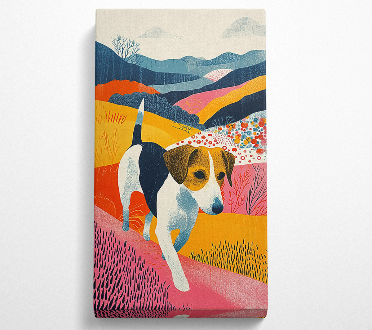 Pink Hills Hounds Canvas Wall Art