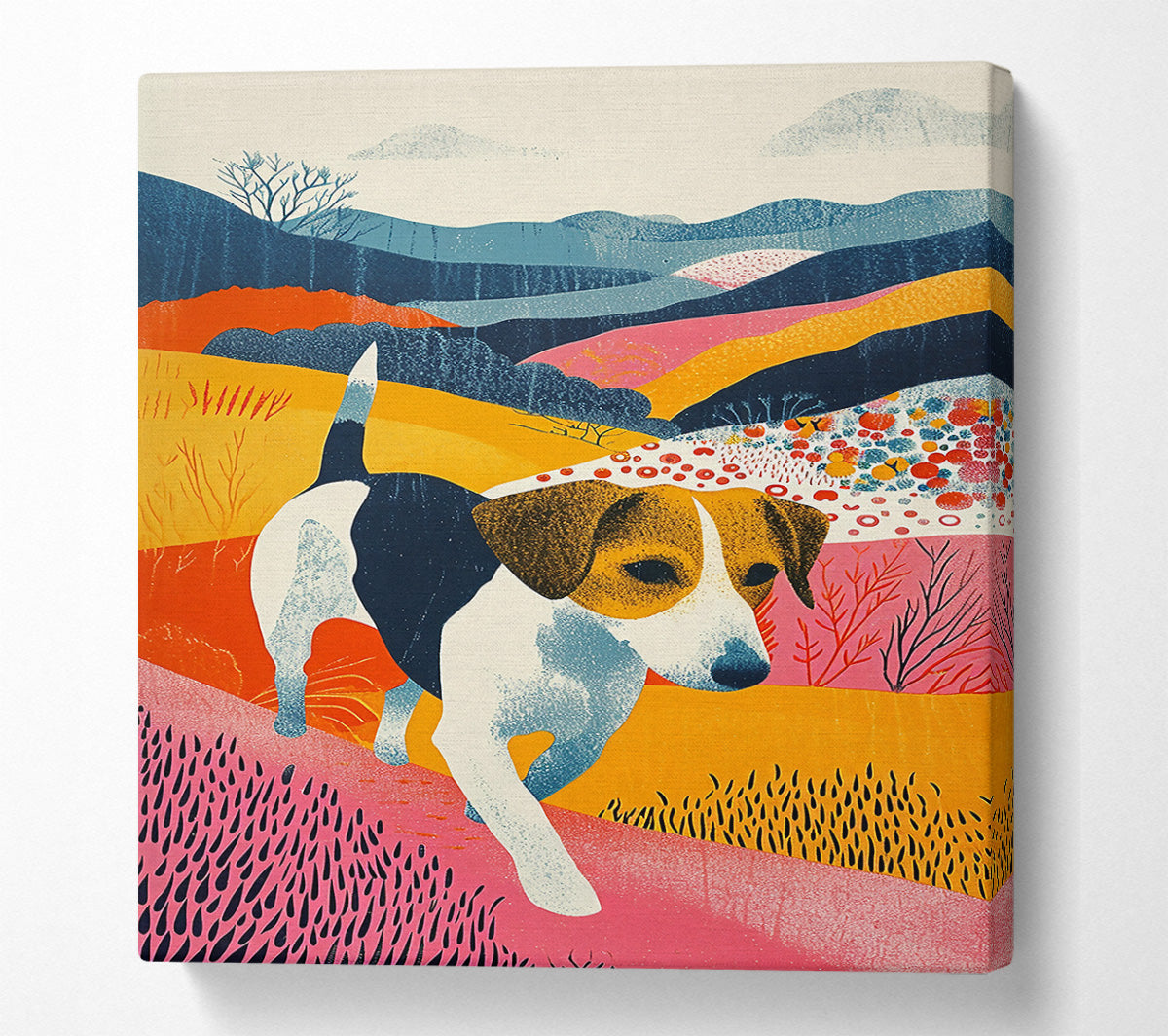 Pink Hills Hounds Canvas Wall Art