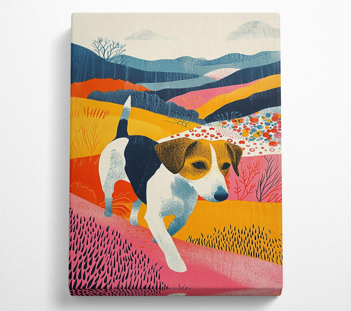 Pink Hills Hounds Canvas Wall Art