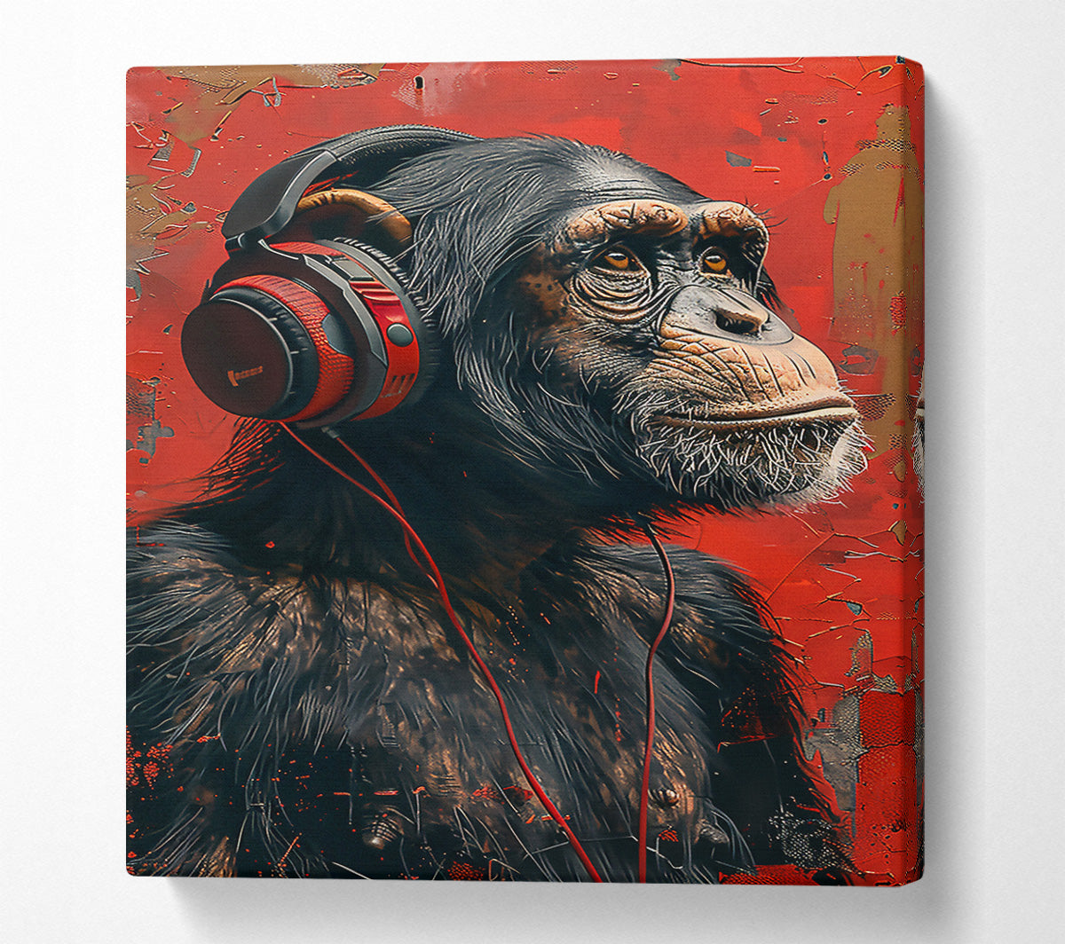 Red Beats Ape Canvas Wall Art
