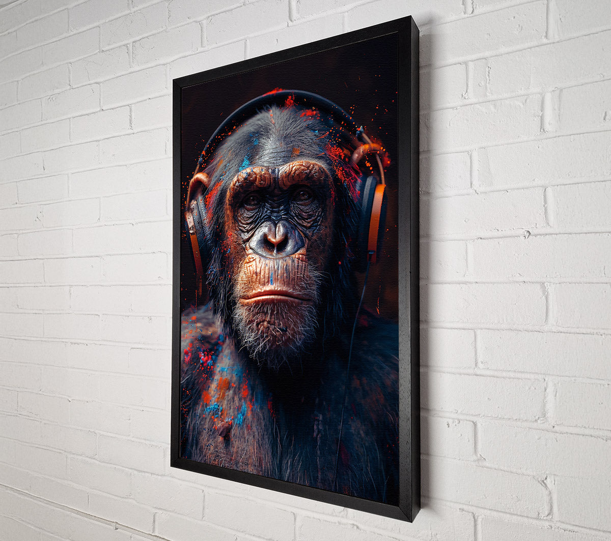 Orange Splashed Chimp Canvas Art