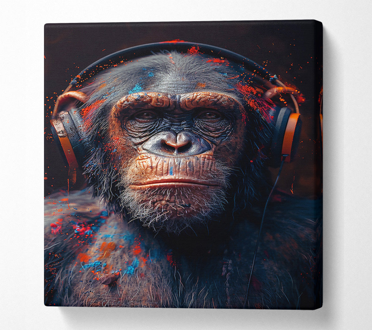 Orange Splashed Chimp Canvas Art