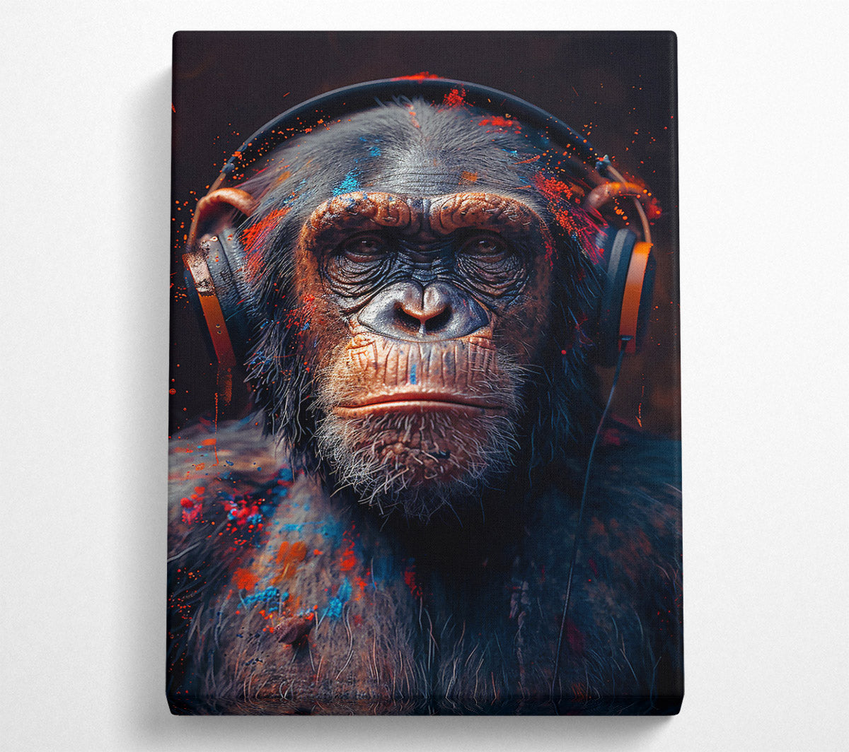 Orange Splashed Chimp Canvas Art