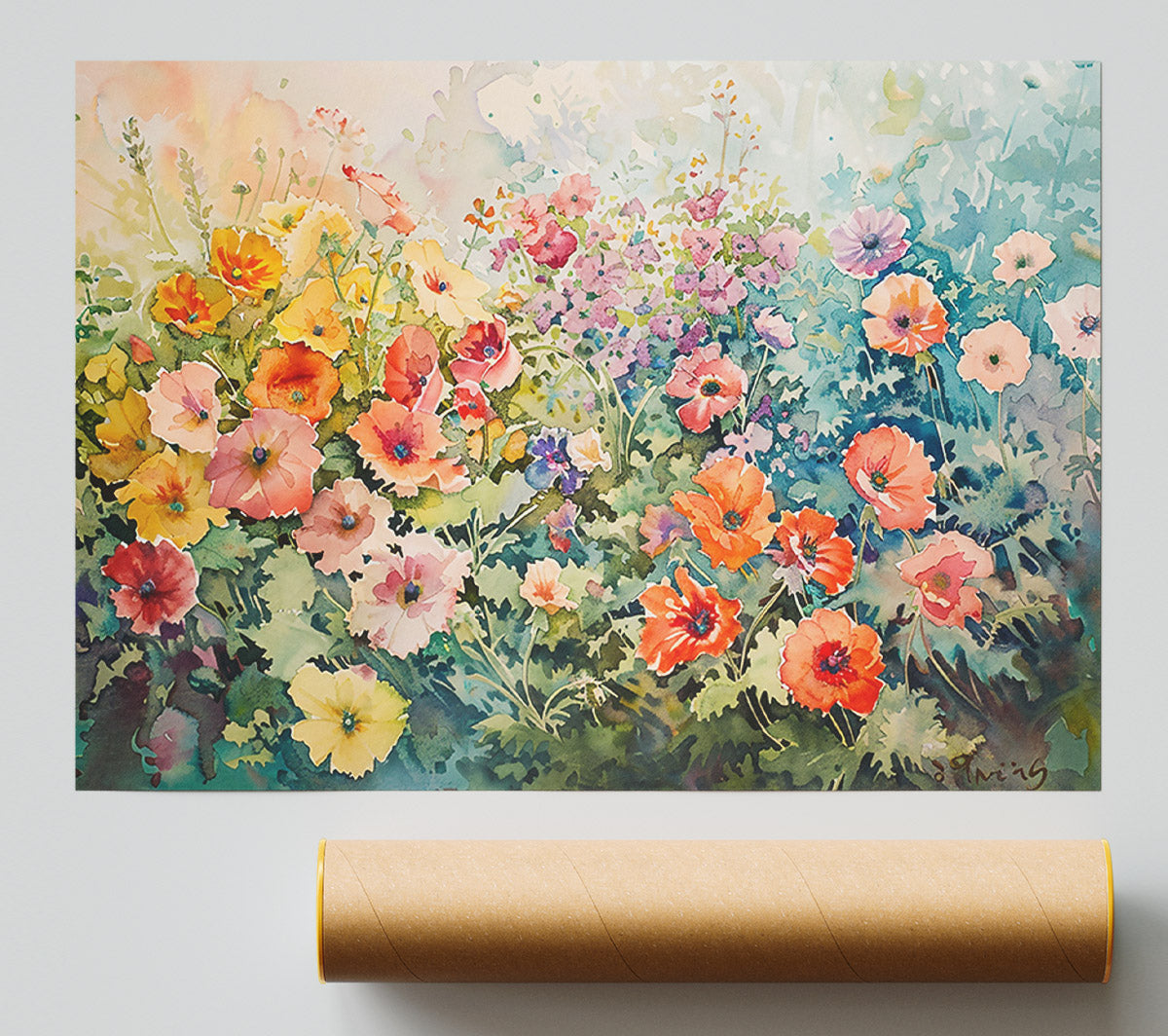 Orange Poppy Garden Giclee Print