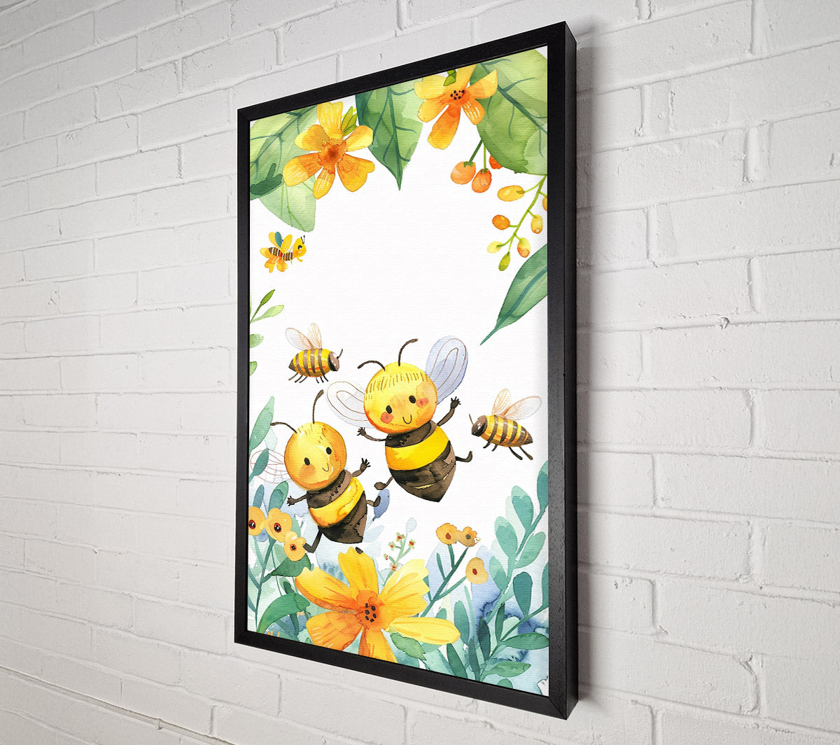 Yellow Bumble Bee Fun Canvas Art