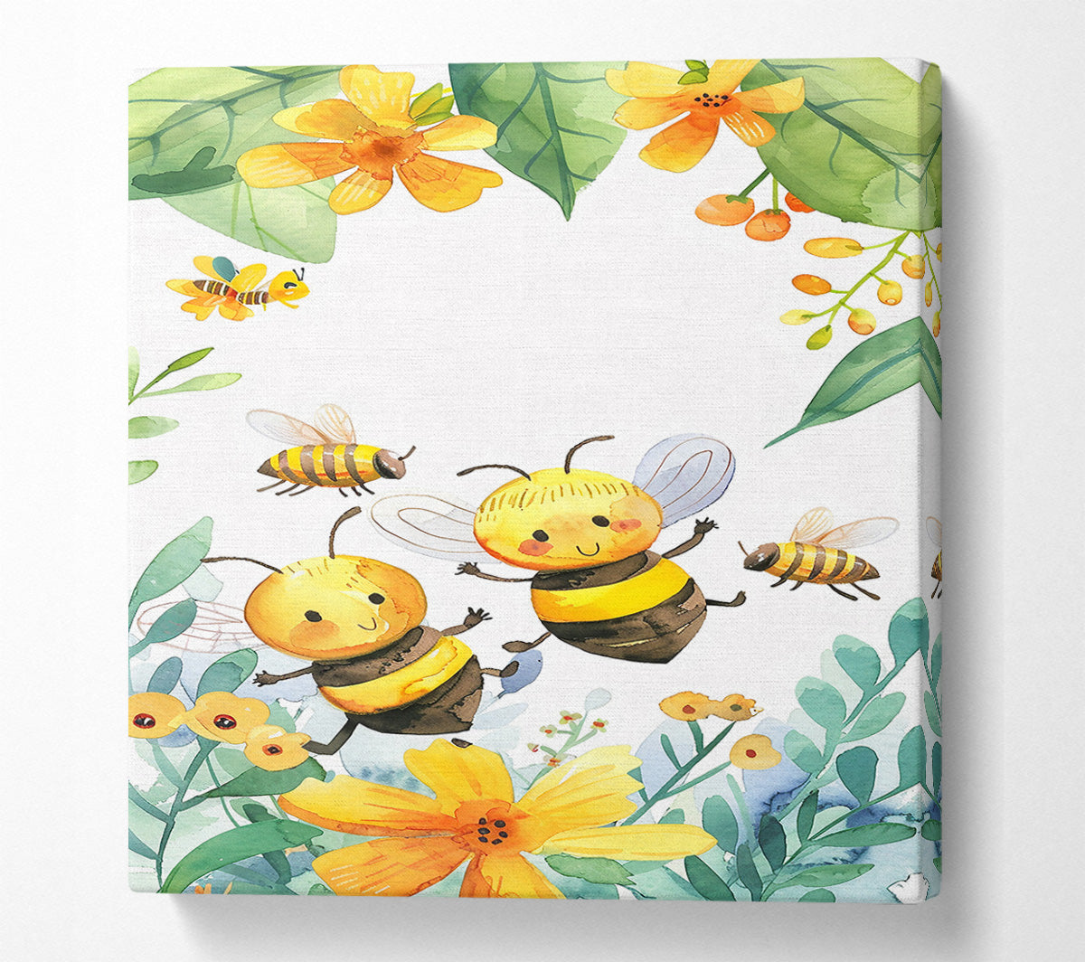 Yellow Bumble Bee Fun Canvas Art