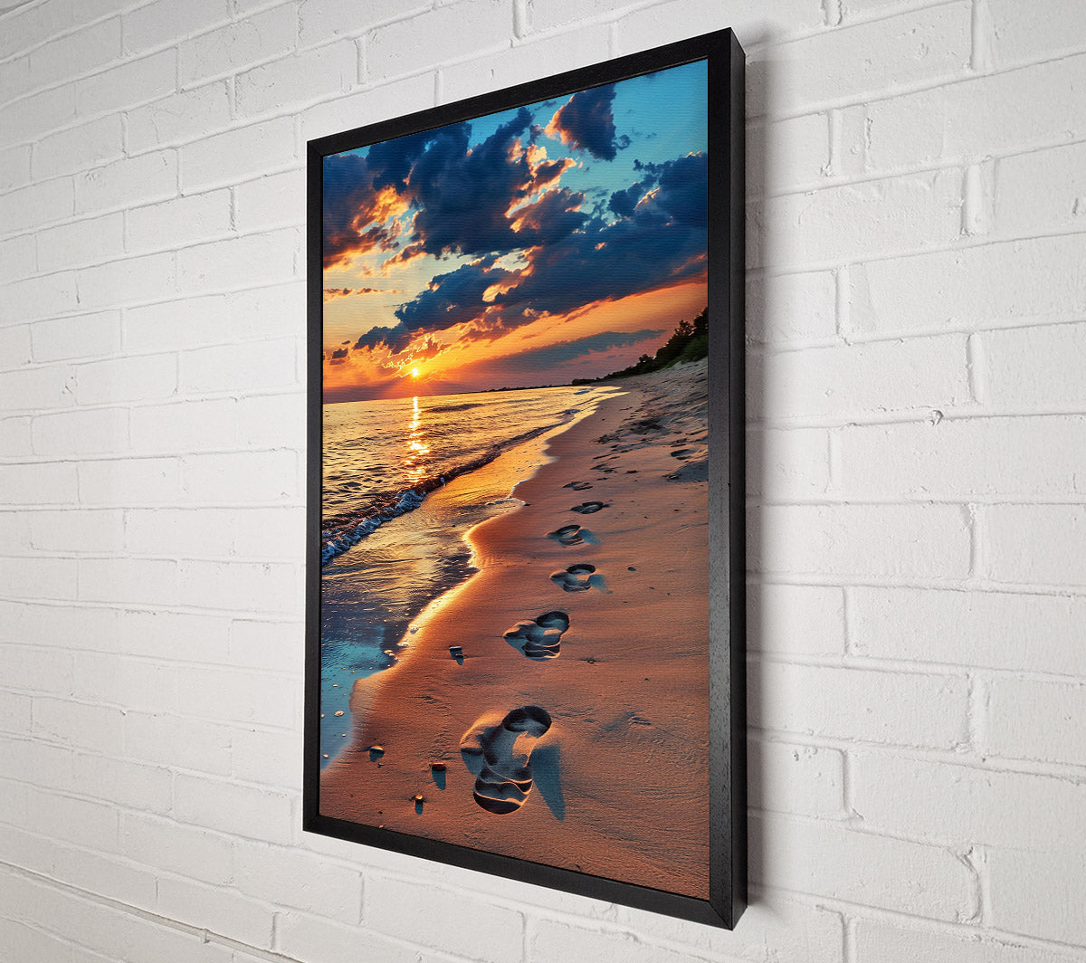 Golden Footprints At Sunset Canvas Print