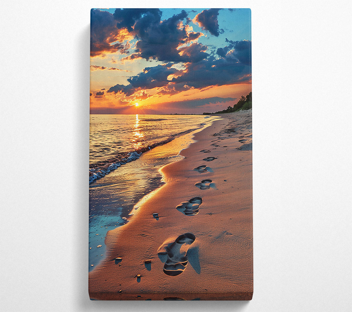 Golden Footprints At Sunset Canvas Print