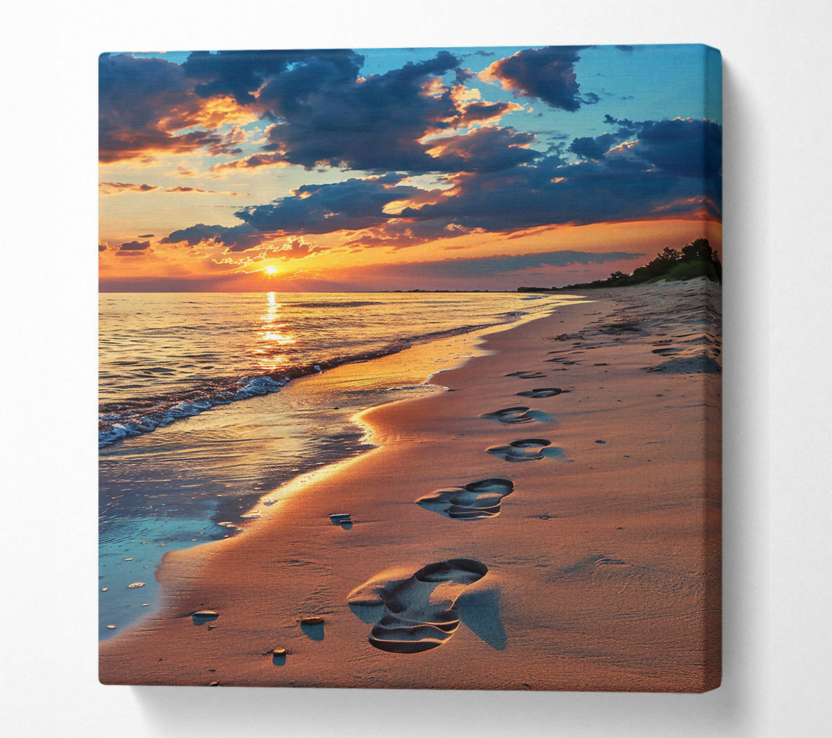 Golden Footprints At Sunset Canvas Print