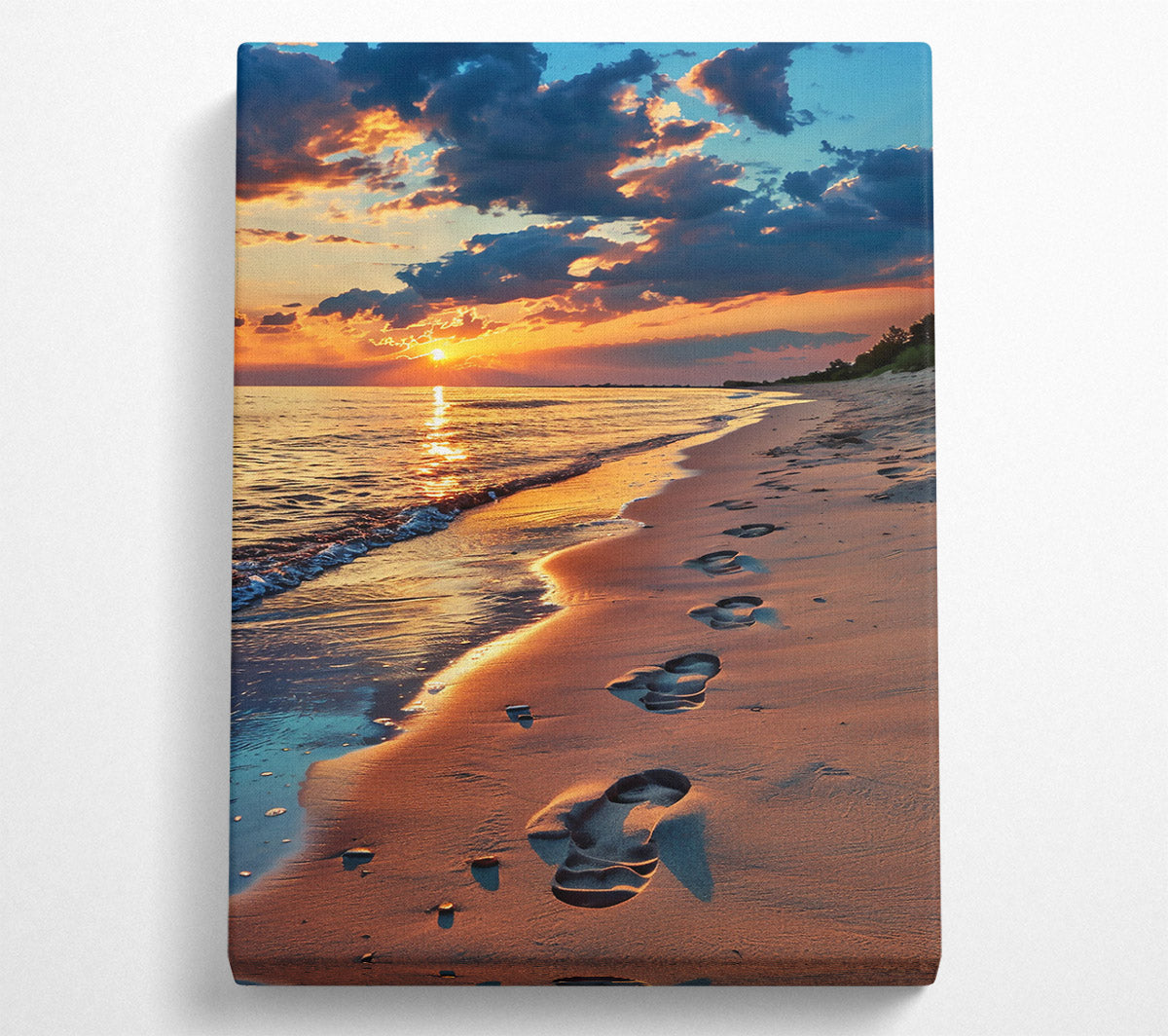 Golden Footprints At Sunset Canvas Print