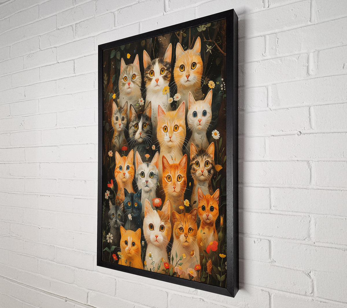 Orange Cat Garden Party Canvas Print