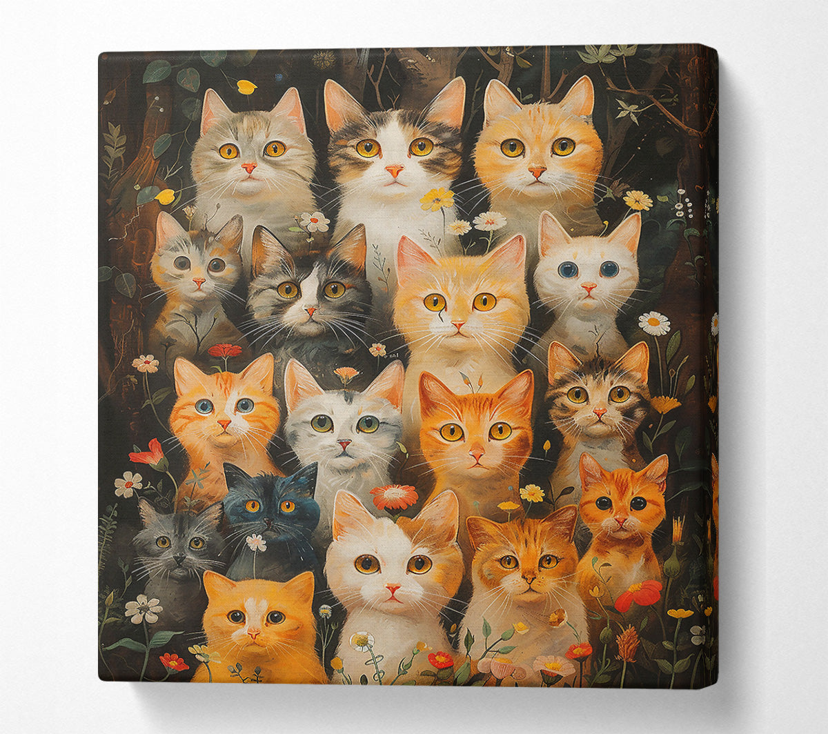 Orange Cat Garden Party Canvas Print
