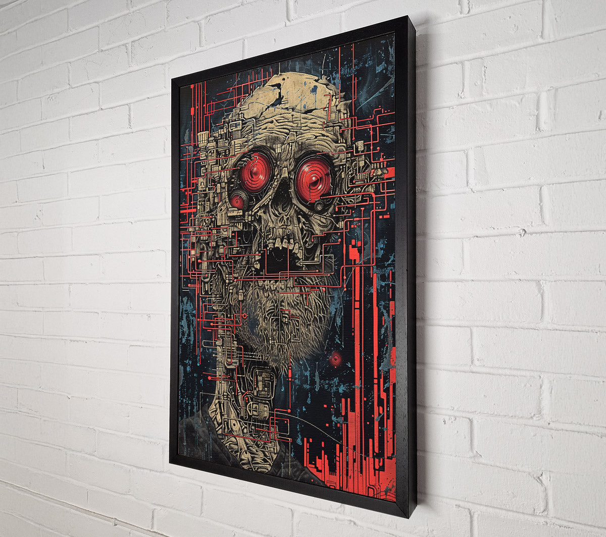 Red Circuitry Mind Canvas Wall Art