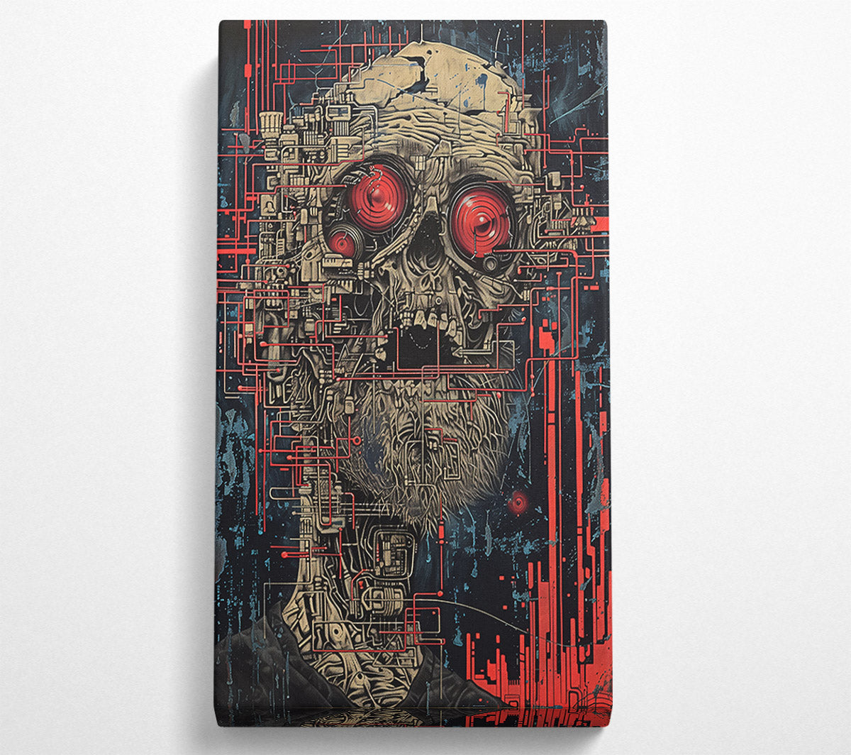 Red Circuitry Mind Canvas Wall Art