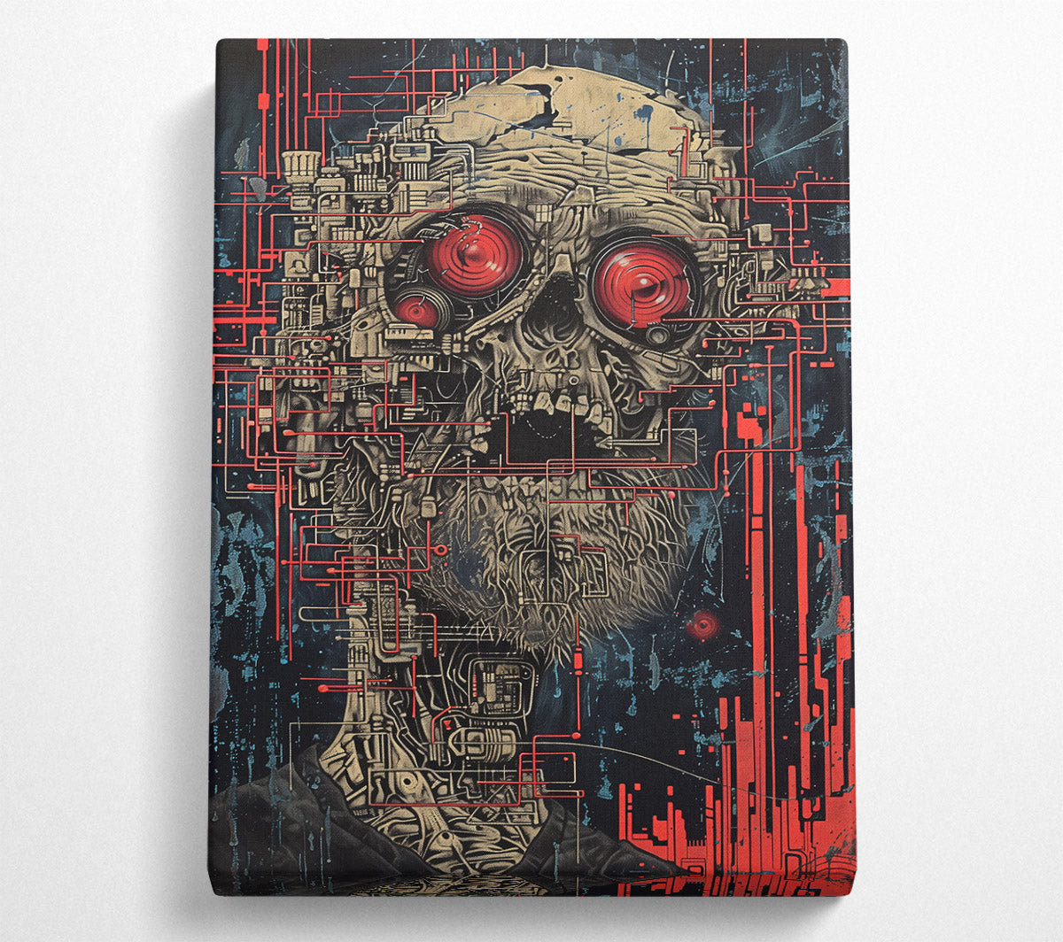 Red Circuitry Mind Canvas Wall Art