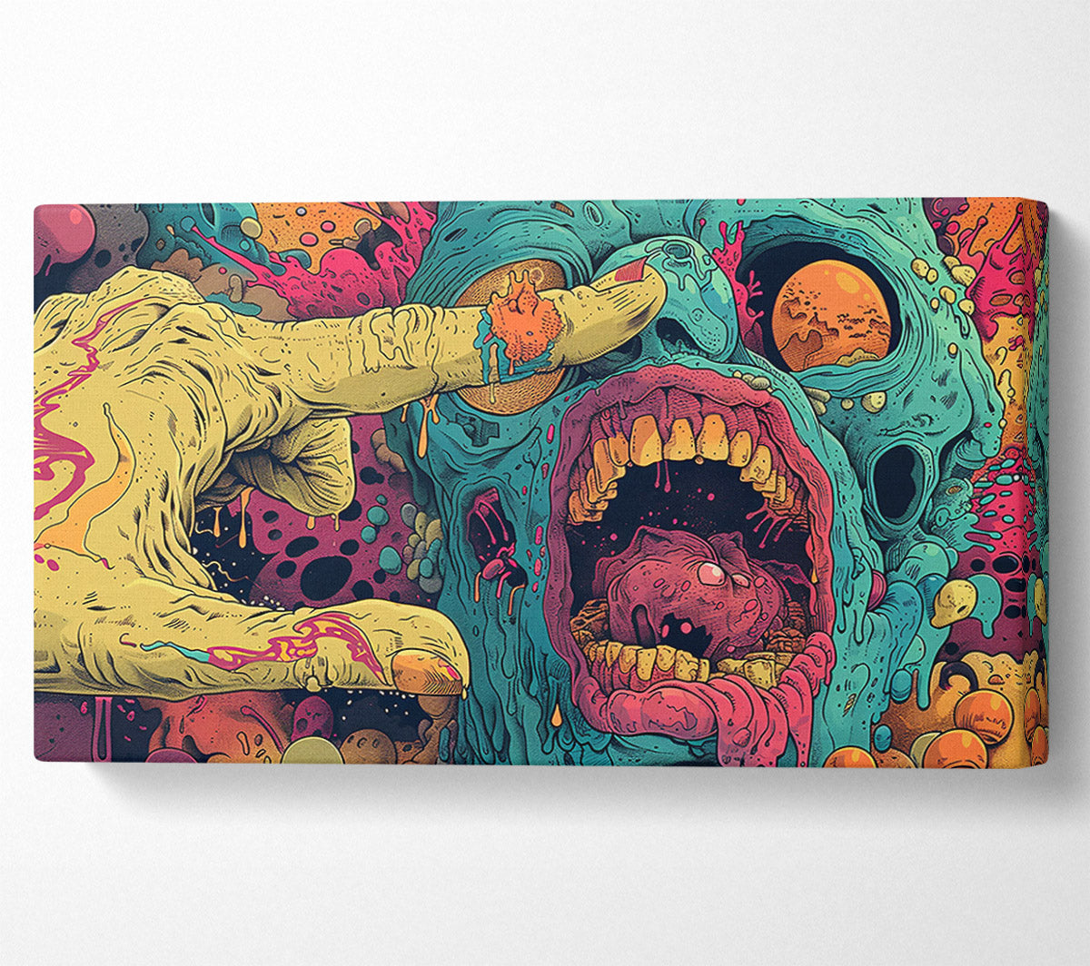Teal Slime Scream Canvas Wall Art
