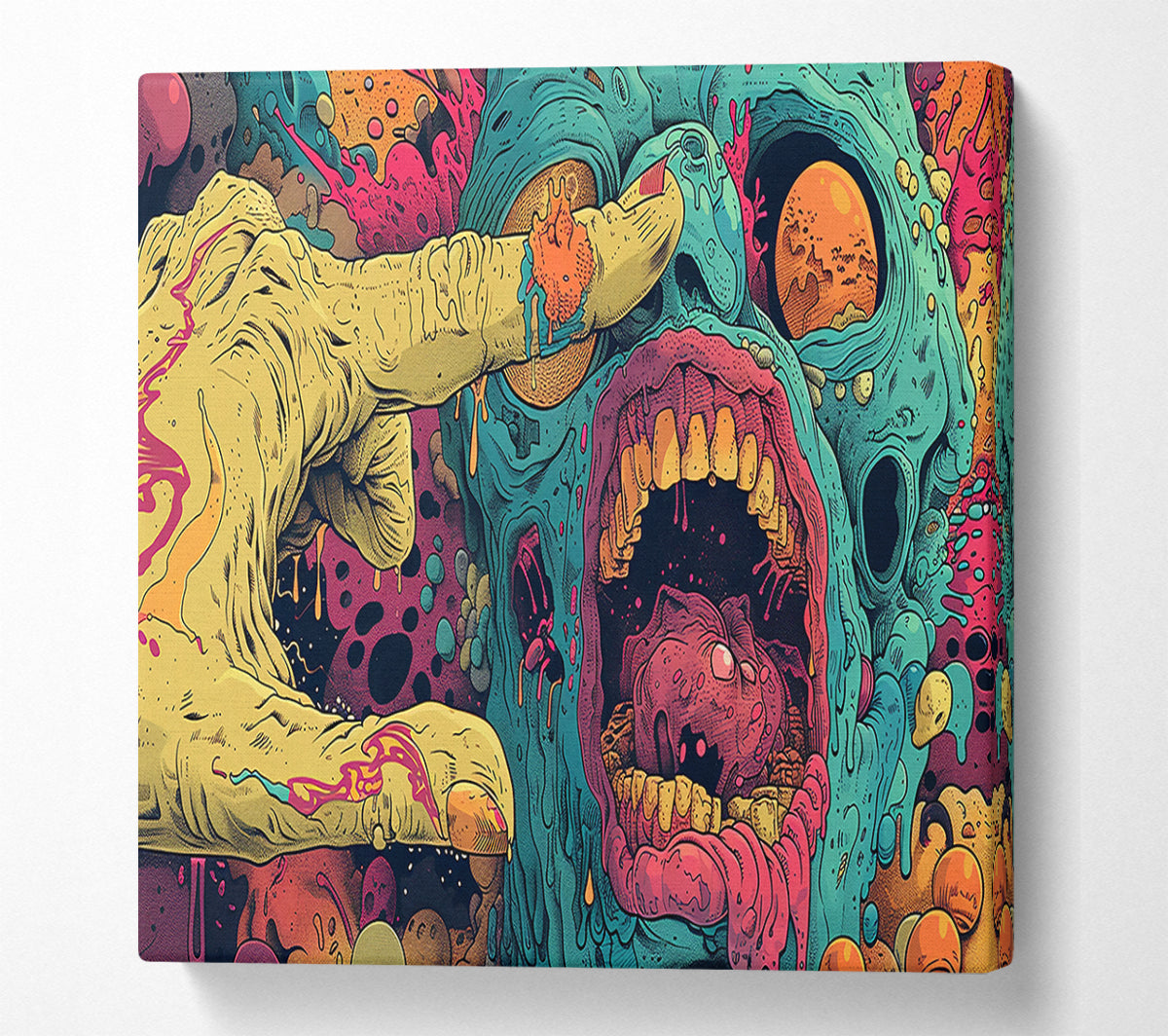 Teal Slime Scream Canvas Wall Art