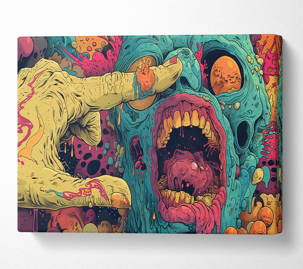 Teal Slime Scream Canvas Wall Art