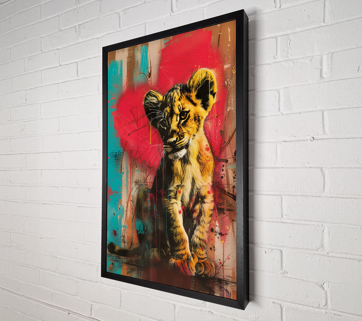 Red Cub In The Jungle Canvas Wall Art