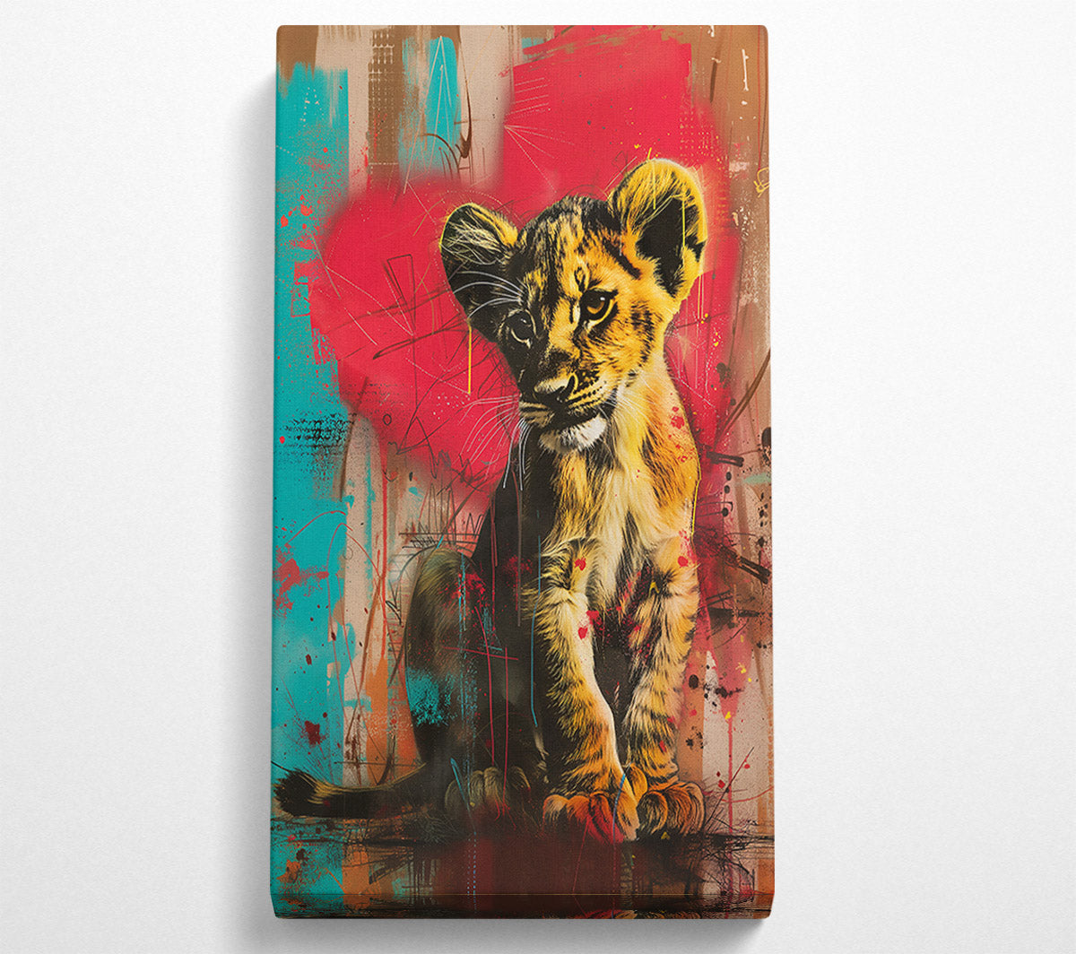 Red Cub In The Jungle Canvas Wall Art