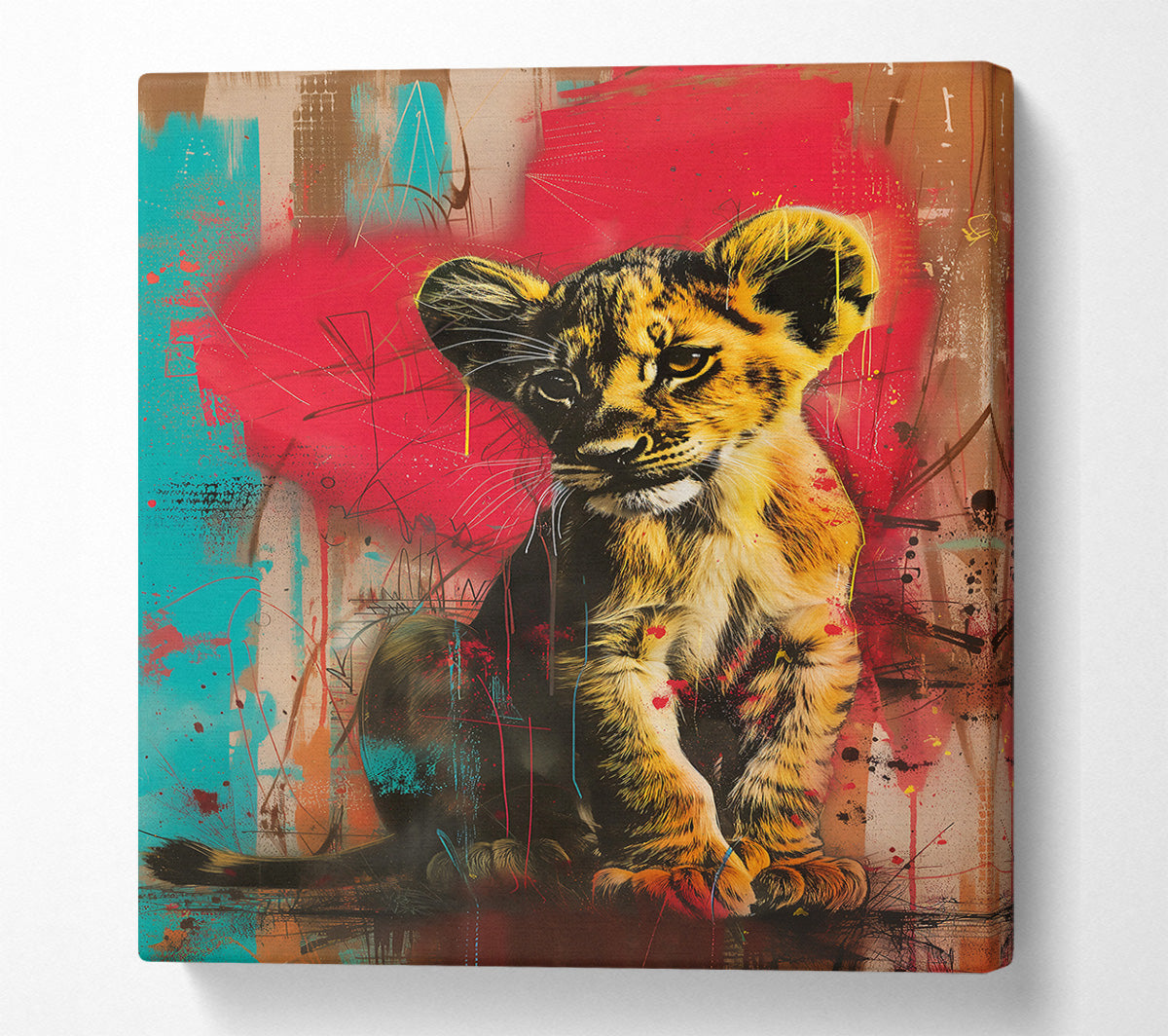 Red Cub In The Jungle Canvas Wall Art