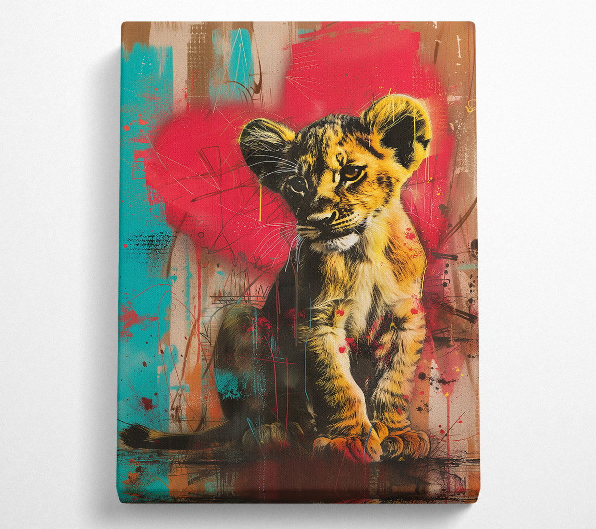 Red Cub In The Jungle Canvas Wall Art