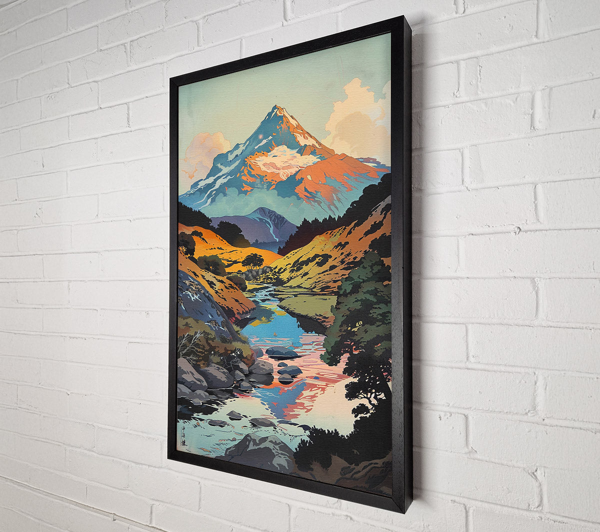 Pink Mountain Stream Canvas Wall Art