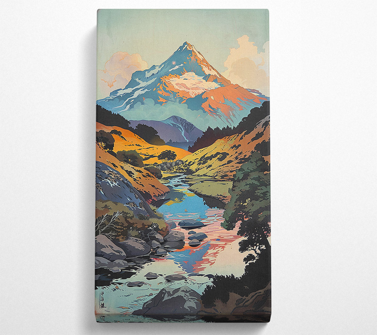 Pink Mountain Stream Canvas Wall Art