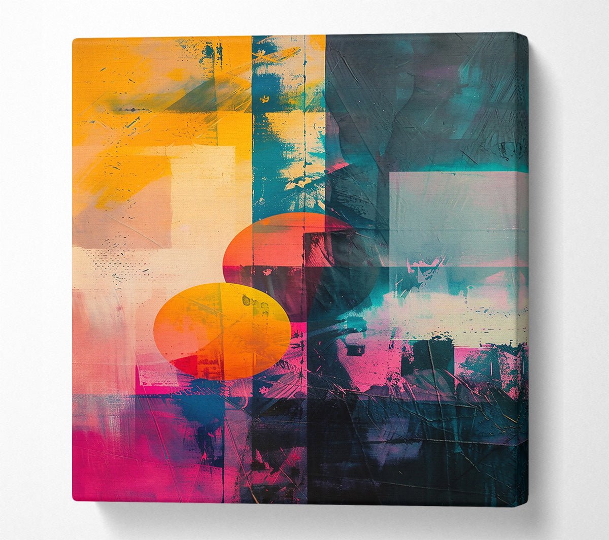 Pink And Orange Circles Canvas Wall Art