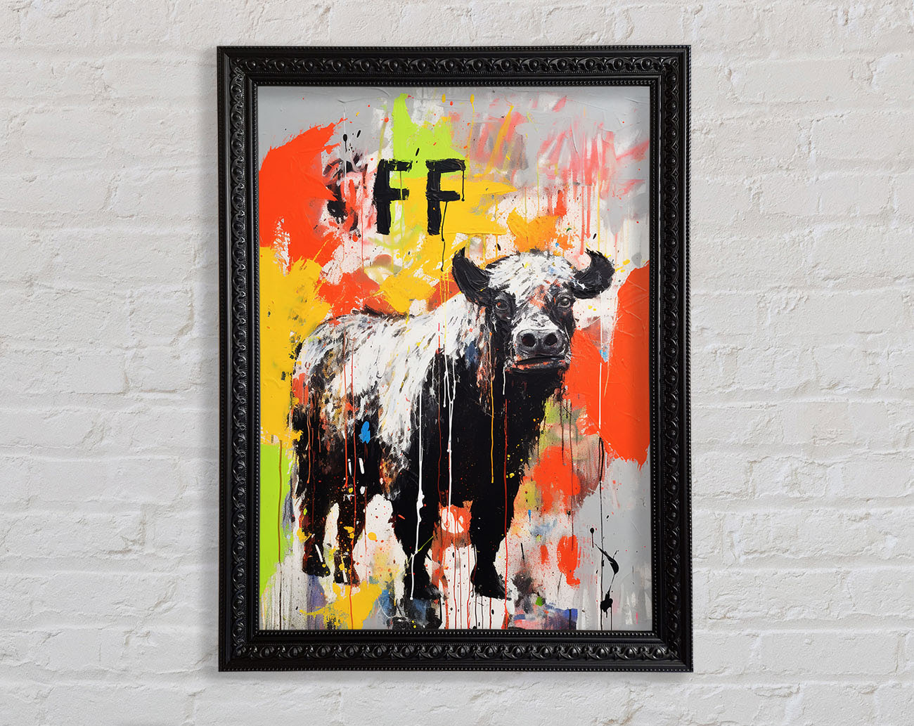 Highland Cow Graffiti Framed Print