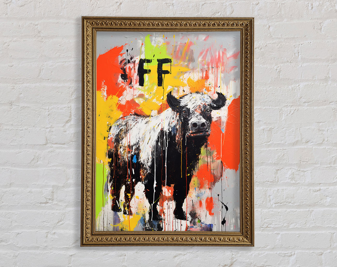 Highland Cow Graffiti Framed Print