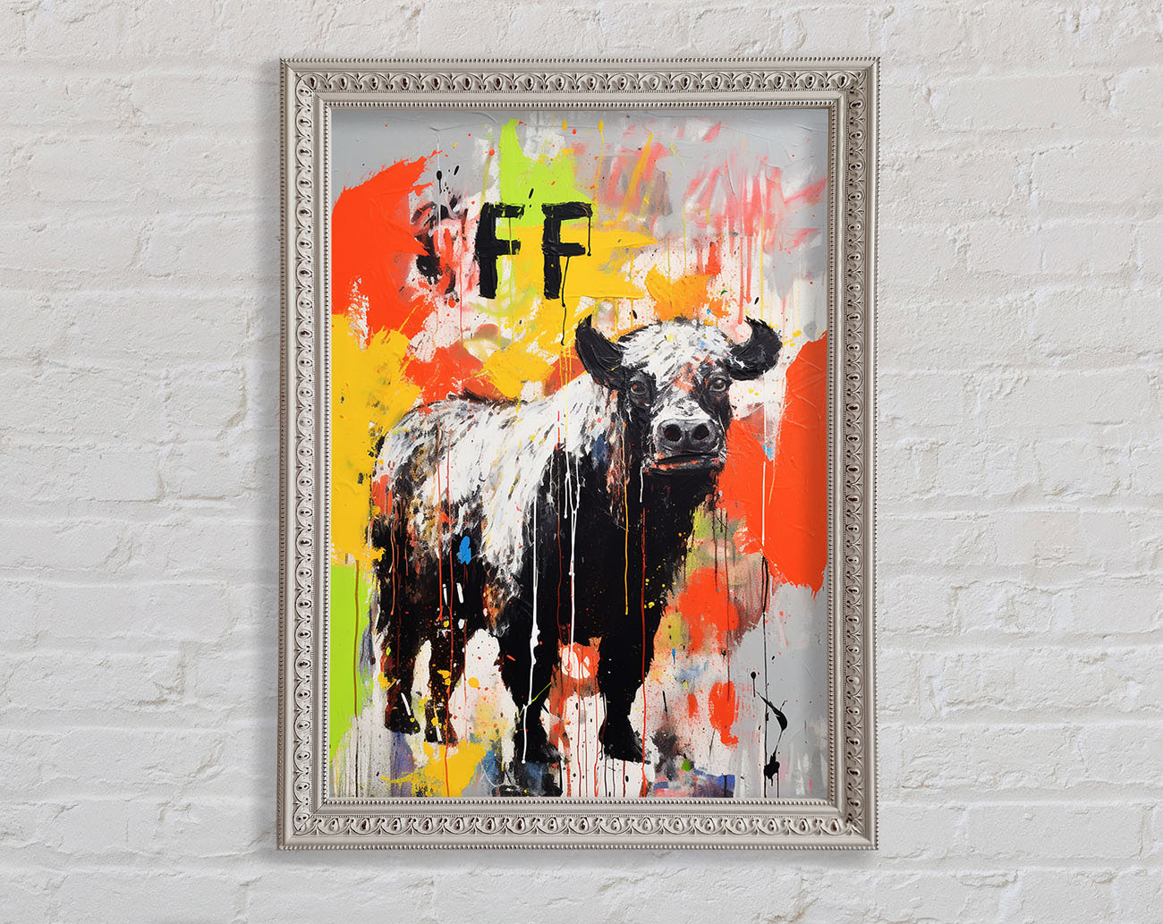 Highland Cow Graffiti Framed Print