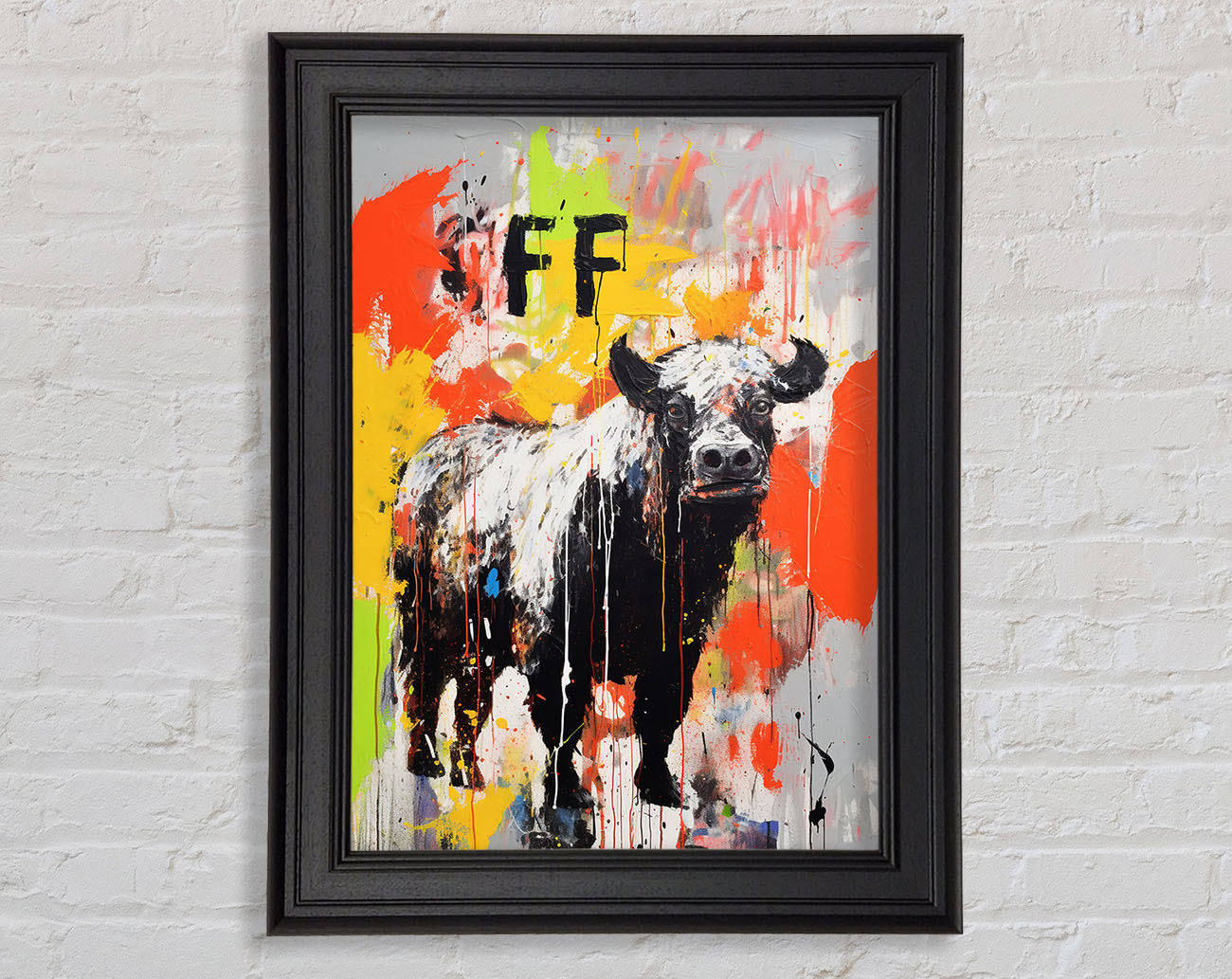Highland Cow Graffiti Framed Print