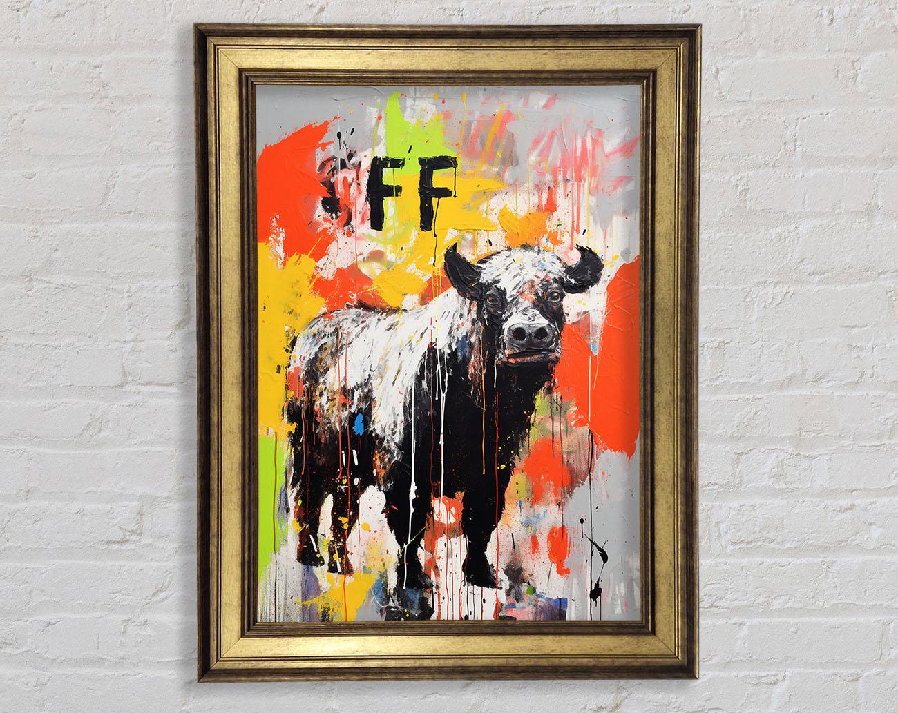 Highland Cow Graffiti Framed Print