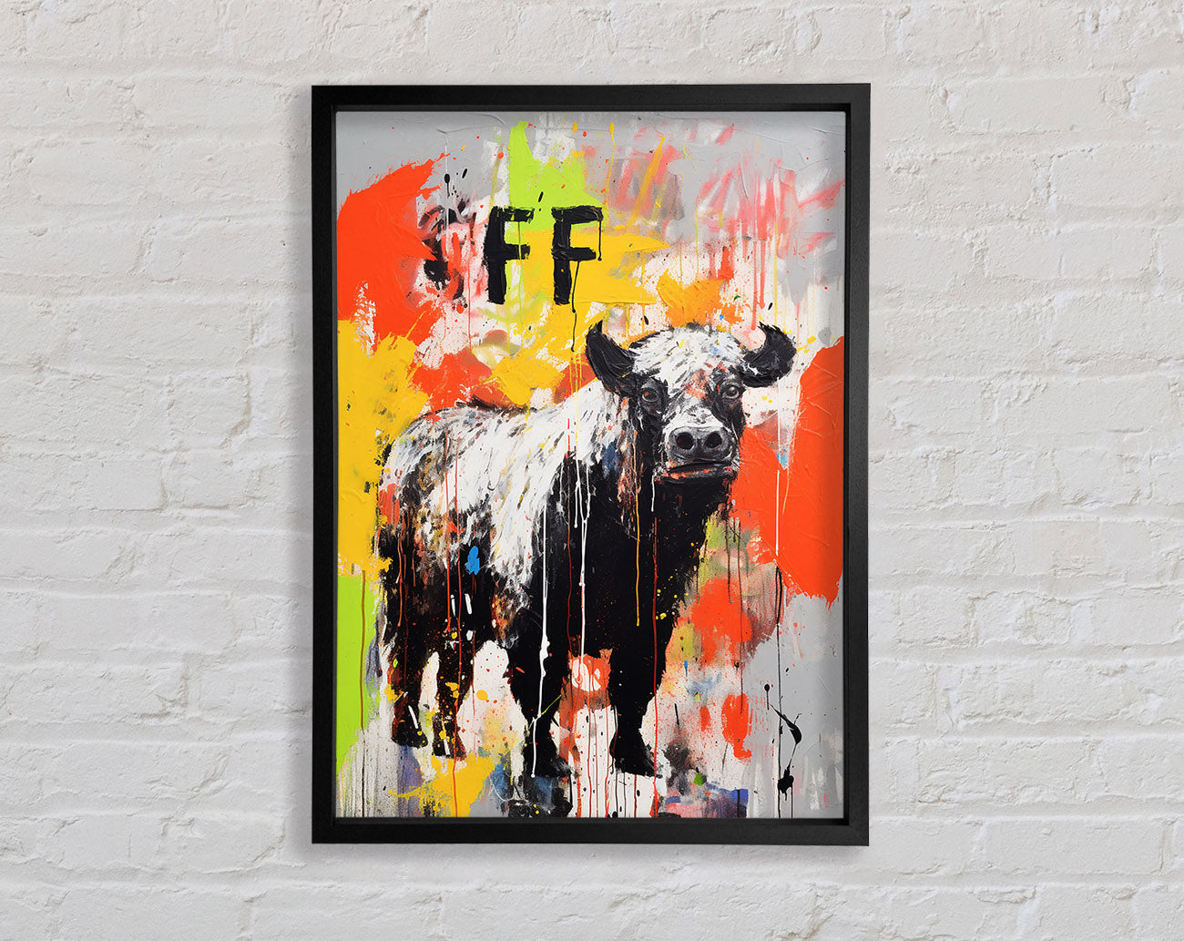 Highland Cow Graffiti Framed Print