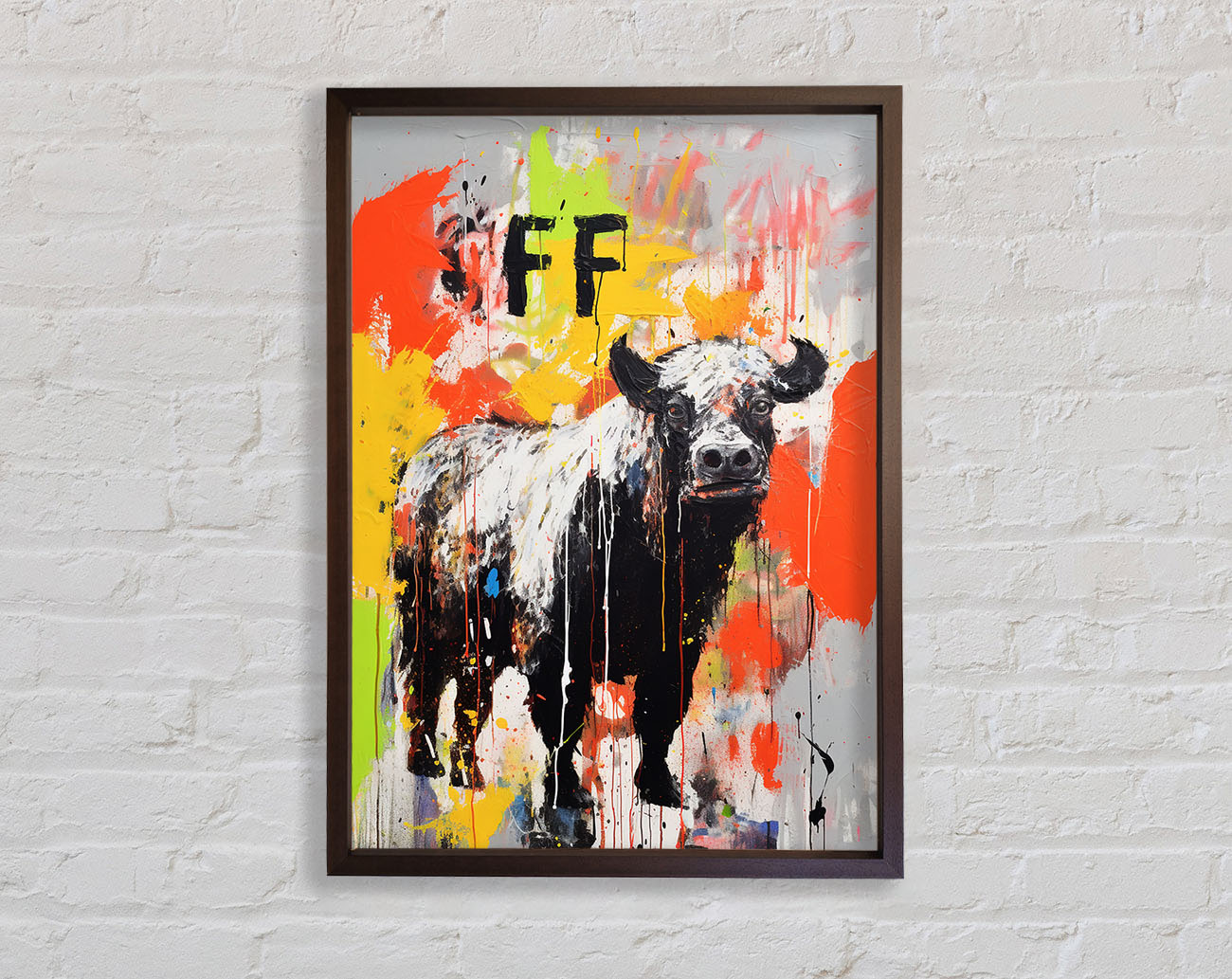 Highland Cow Graffiti Framed Print