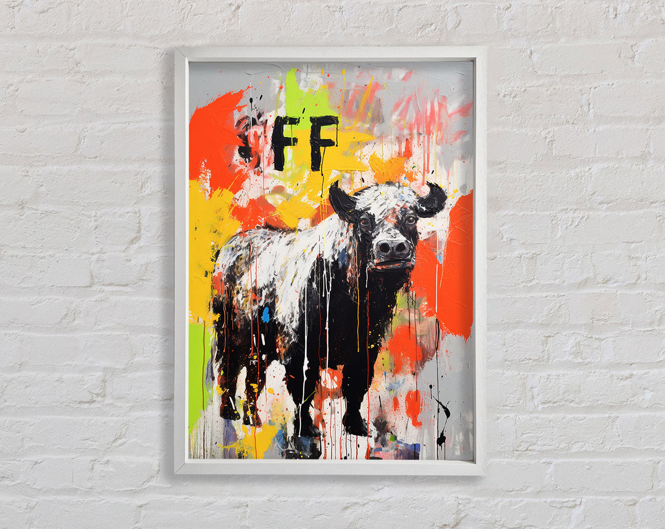 Highland Cow Graffiti Framed Print